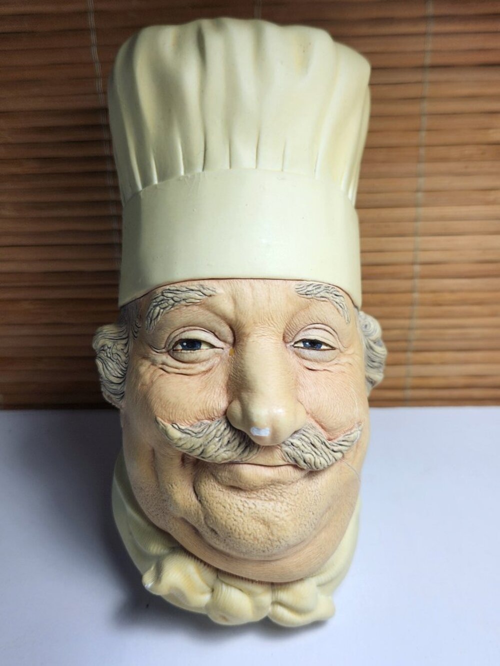 Vintage 1969 Bossons Chalkware Head Chef Baker White Hat Plaster Wall Mask Art